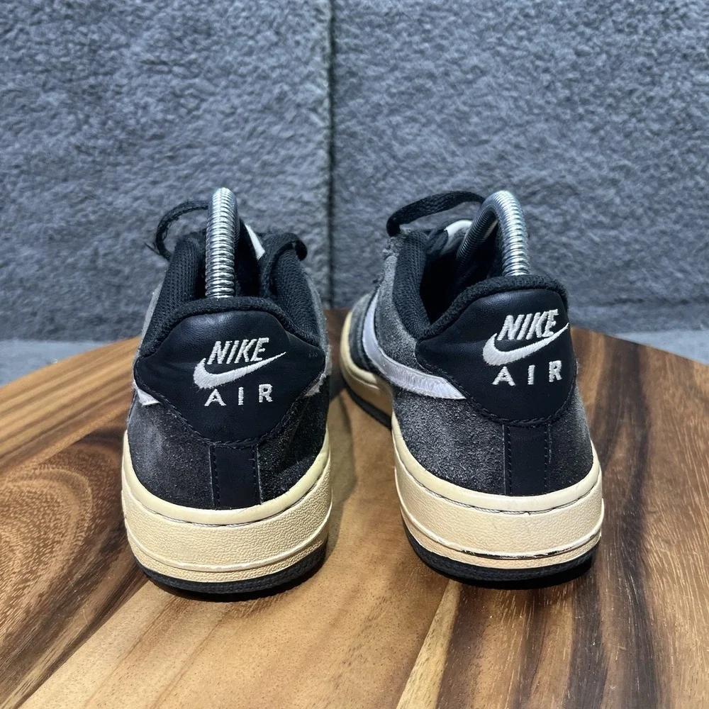 Nike Air Force 1 Sneakers Shoes Black Suede (596728-026) Youth size 5.5Y Lace Up